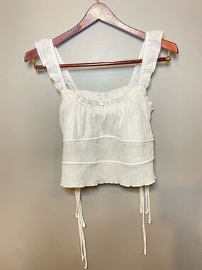Kirious Los Angeles White Ruffle Crop Top w/ Tie Detail / Size M